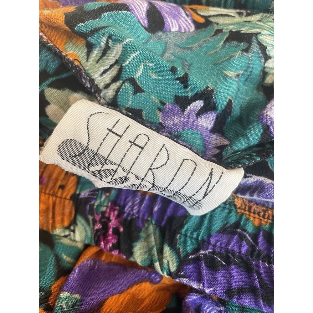 Vintage Multicolor Tropical Floral Midi Skirt Size Small Made in USA Sharon - Picture 4 of 5